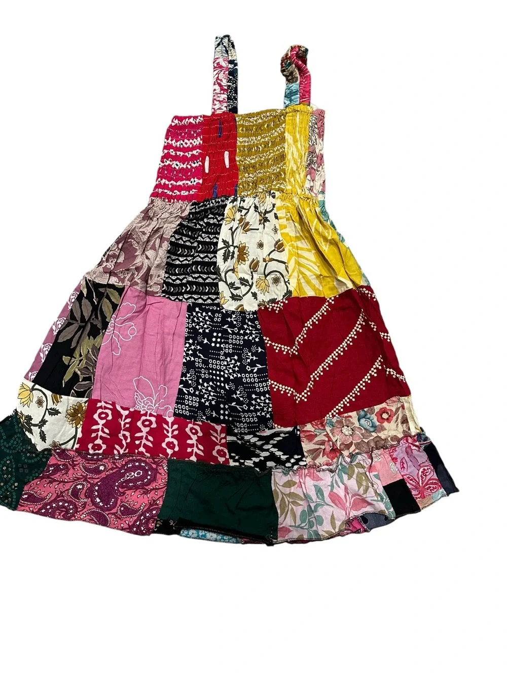 Large Girls' Multicolor Patchwork Sundress. LG/GR/GR.   13318